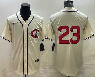 Men%27s Chicago Cubs #23 Ryne Sandberg 2022 Cream Field of Dreams Cool Base Stitched Baseball Jersey